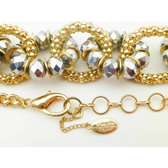 AMRITA SINGH Statement Twist Necklace Beaded Gold-Tone Strand - Picture 4 of 6